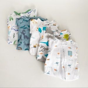 Carters Double Zip Boy Newborn Footsie Pajamas Bundle 5pc